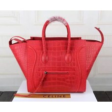 Celine Rote Boston Tasche aus Krokoleder Celine Rote Boston Tasche aus Krokoleder