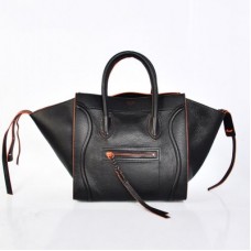 Celine Boston Taschen aus schwarzem und orangefarbenem Rindsleder