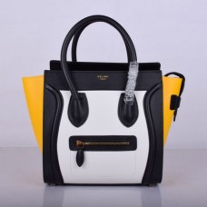 Celine Medium Luggage Tote Schwarz Weiß Gelb