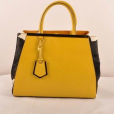 Fendi 2jours Gelbe Kreuzadern mit schwarzem/weißem Rosshaarleder, mittelgroße Tasche