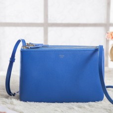 Celine Small Trio Crossbody Bag aus blauem Kalbsleder Celine Small Trio Crossbody Bag aus blauem Kalbsleder