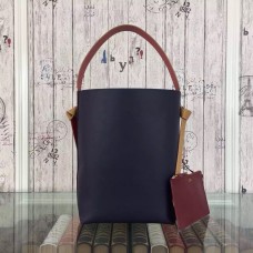 Celine Twisted Cabas Small Bag aus bordeauxrotem/marineblauem Kalbsleder