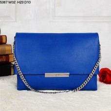 Celine Blade Flap Schultertasche aus Kalbsleder, Blau, 5367