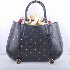 Fendi B Fab Schwarze Ledertasche mit Perforation, große Henkeltasche Fendi B Fab Schwarze Ledertasche mit Perforation, große Henkeltasche