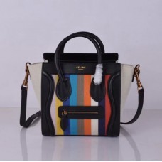 Celine Kleine Gepäcktasche Schwarz Regenbogenstreifen