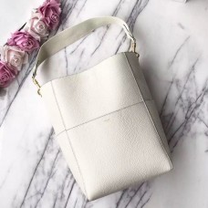 Celine Sangle Seau Tasche aus weißem genarbtem Leder