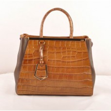 Fendi 2jours Medium Bag aus kaffeefarbenem Krokodilleder mit dunkelbraunem Ferrari-Leder Fendi 2jours Medium Bag aus kaffeefarbenem Krokodilleder mit dunkelbraunem Ferrari-Leder