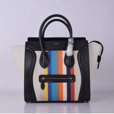 Celine Große Gepäcktasche Schwarz Regenbogenstreifen Celine Große Gepäcktasche Schwarz Regenbogenstreifen