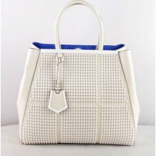 Fendi 2Jours Clinch Bolt Bag aus weißem Saffiiano-Leder Fendi 2Jours Clinch Bolt Bag aus weißem Saffiiano-Leder