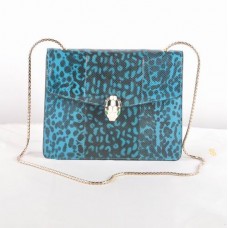 Bvlgari Serpenti Schultertasche aus Schlangenleder, Blau 605 Bvlgari Serpenti Schultertasche aus Schlangenleder, Blau 605