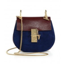 Chloe Drew Kleine zweifarbige Schultertasche aus Leder und Wildleder