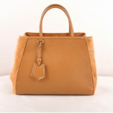 Fendi 2jours Tasche aus erdgelbem Kalbsleder/Pferdehaarleder, mittelgroß Fendi 2jours Tasche aus erdgelbem Kalbsleder/Pferdehaarleder, mittelgroß