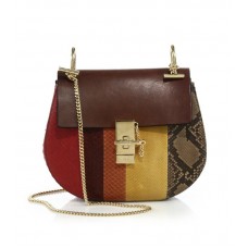 Chloe Drew Kleine Schultertasche aus gestreiftem Leder und Pythonleder