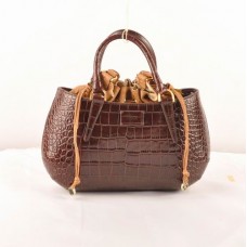 Fendi B Fab Medium Henkeltasche aus dunkelbraunem Leder mit Krokodilprägung Fendi B Fab Medium Henkeltasche aus dunkelbraunem Leder mit Krokodilprägung