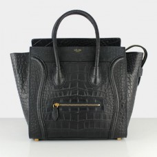 Celine Große Gepäcktasche Schwarze Krokodilledertaschen Celine Große Gepäcktasche Schwarze Krokodilledertaschen