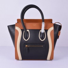Celine Medium Luggage Tote Tasche, Schwarz, Braun, Weiß
