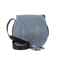 Chloe Marcie Medium Perforierte Schultertasche Blau Chloe Marcie Medium Perforierte Schultertasche Blau