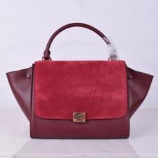 Celine Große Trapez-Ledertasche, weinrotes Wildleder Celine Große Trapez-Ledertasche, weinrotes Wildleder