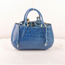 Fendi B Fab Mittlere Henkeltasche aus blauem Leder mit Krokodilleder-Venen Fendi B Fab Mittlere Henkeltasche aus blauem Leder mit Krokodilleder-Venen