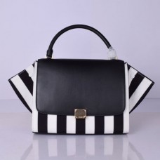 Celine Große Trapez-Ledertasche Schwarz-Weiß-Streifen Celine Große Trapez-Ledertasche Schwarz-Weiß-Streifen