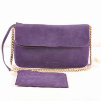Celine Gourmette Schultertasche aus Wildleder, Lila, Modell 3078