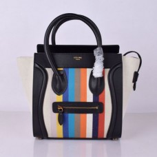 Celine Medium Luggage Tote Schwarz Regenbogenstreifen
