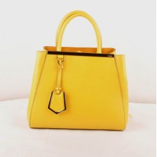 Fendi 2jours Kleine Tasche aus gelbem Leder mit gekreuzten Adern Fendi 2jours Kleine Tasche aus gelbem Leder mit gekreuzten Adern