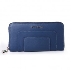Bvlgari Serpenti Original Ledergeldbörse mit Reißverschluss, Blau 201301 Bvlgari Serpenti Original Ledergeldbörse mit Reißverschluss, Blau 201301