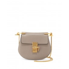 Chloe Drew Mini-Schultertasche aus Lammleder, Grau