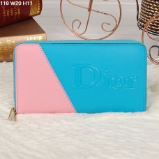 Christian Dior Mehrfarbige Geldbörse mit Reißverschluss in Himmelblau/Rosa 118