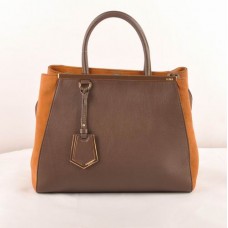 Fendi 2jours Medium Bag aus dunkelbraunem Ferrari-Leder mit kaffeefarbenem Lammleder Fendi 2jours Medium Bag aus dunkelbraunem Ferrari-Leder mit kaffeefarbenem Lammleder