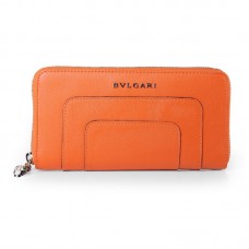 Bvlgari Serpenti Original Leder-Geldbörse mit Reißverschluss, Orange 201301 Bvlgari Serpenti Original Leder-Geldbörse mit Reißverschluss, Orange 201301