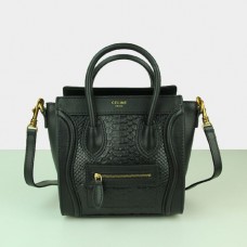 Celine Kleine Gepäcktasche Schwarze Schlangentasche
