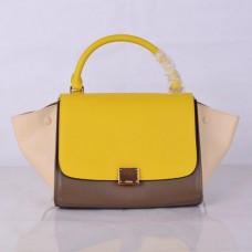 Celine Medium Trapeze Tasche in Gelb, Khaki und Beige