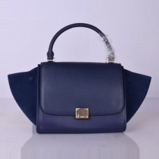Celine Medium Trapeze Tasche aus blauem Wildleder