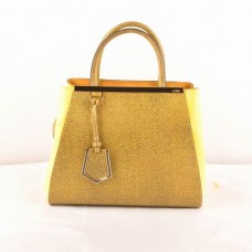 Fendi 2jours Kleine Tasche aus gelbem Ferrari-Leder mit gekreuzten Adern und zitronengelbem Leder Fendi 2jours Kleine Tasche aus gelbem Ferrari-Leder mit gekreuzten Adern und zitronengelbem Leder