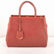 Fendi 2jours Dunkelrote Ledertasche mit Kreuzadern/Ferrari-Leder, mittelgroß