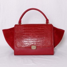 Celine Klassische rote Ledertaschen mit Krokomuster Celine Klassische rote Ledertaschen mit Krokomuster