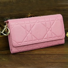 Christian Dior Cannage Continental-Geldbörse aus Lackleder 0016 Pink Christian Dior Cannage Continental-Geldbörse aus Lackleder 0016 Pink