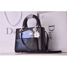 Replika Dior Lady Handtasche aus echtem Leder, Schwarz Replika Dior Lady Handtasche aus echtem Leder, Schwarz
