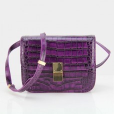 Celine Classic Box Croco Flap Bag Lila
