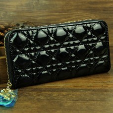 Dior Geldbörse aus Lackleder, lang, Schwarz, 030