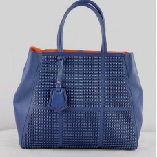 Fendi 2Jours Clinch Bolt Bag aus blauem Saffiiano-Leder Fendi 2Jours Clinch Bolt Bag aus blauem Saffiiano-Leder