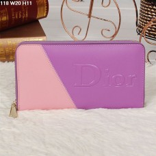 Christian Dior Mehrfarbige Geldbörse mit Reißverschluss in Lila/Rosa 118