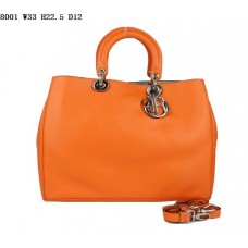 Dior Diorissimo Jumbo Tasche aus orangefarbenem Nappaleder (silberne Beschläge) 8002