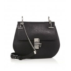 Chloe Drew Schultertasche aus Leder, mittelgroß, schwarz