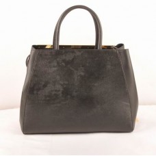 Fendi 2jours Schwarze Tasche aus Leder mit gekreuzten Adern/Ferrari-Muster, mittelgroß Fendi 2jours Schwarze Tasche aus Leder mit gekreuzten Adern/Ferrari-Muster, mittelgroß