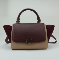 Celine Trapeze Tasche aus dunkelrotem Wildleder