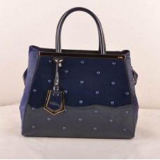 Fendi 2jours Tasche aus blauem Lackleder/Pferdehaarleder Fendi 2jours Tasche aus blauem Lackleder/Pferdehaarleder