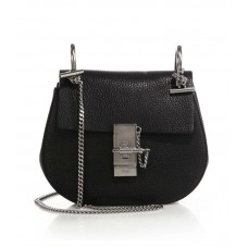 Chloe Drew Mini Leder-Umhängetasche Schwarz
